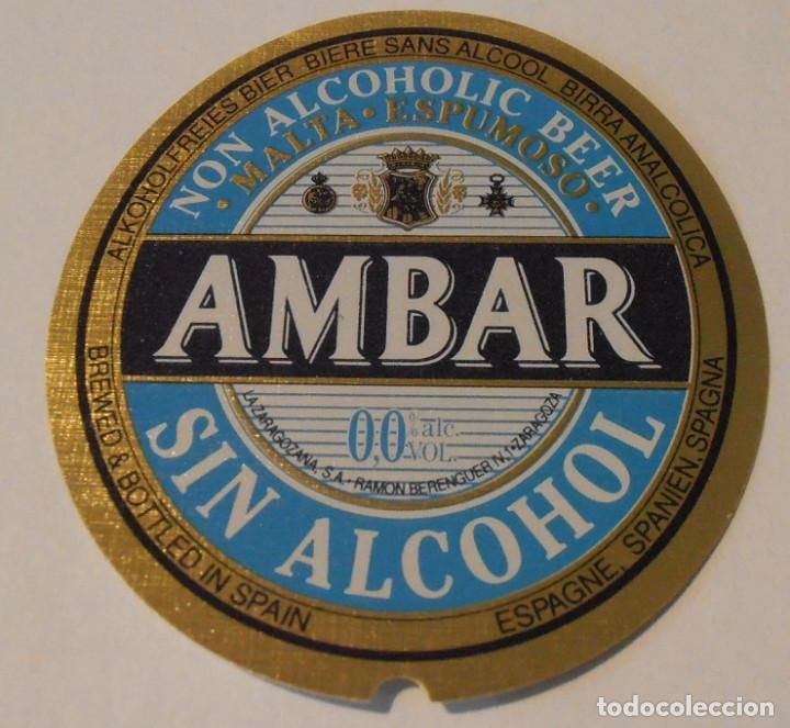 Coleccionismo de cervezas: ETIQUETA CERVEZA AMBAR, SIN ALCOHOL MALTA ESPUMOSO