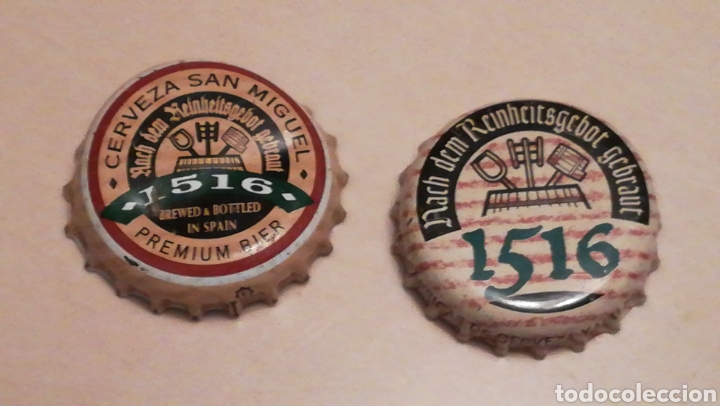 Coleccionismo de cervezas: LOTE ANTIGUAS CHAPAS CERVEZA SAN MIGUEL 1516 E. TAPON CORONA CHAPA BEER BOTTLE CAP KRONKORKEN TAPPI