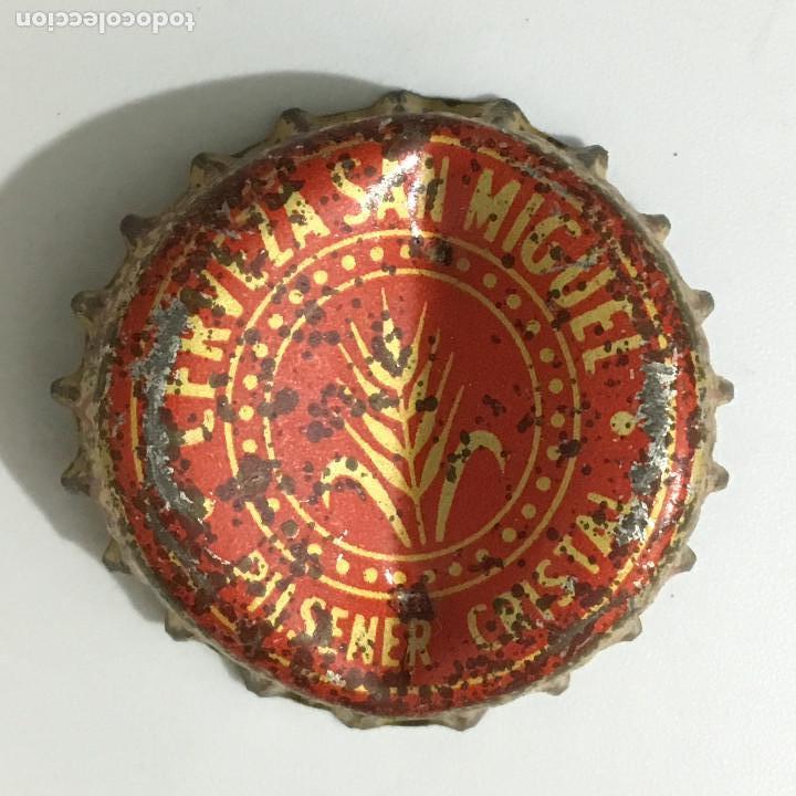 Coleccionismo de cervezas: ANTIGUA CHAPA CERVEZA SAN MIGUEL PILSENER CRISTAL