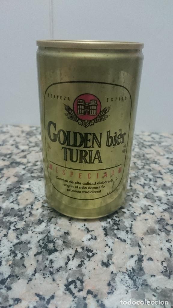 Coleccionismo de cervezas: ANTIGUA LATA CERVEZA GODEN BIER TURIA