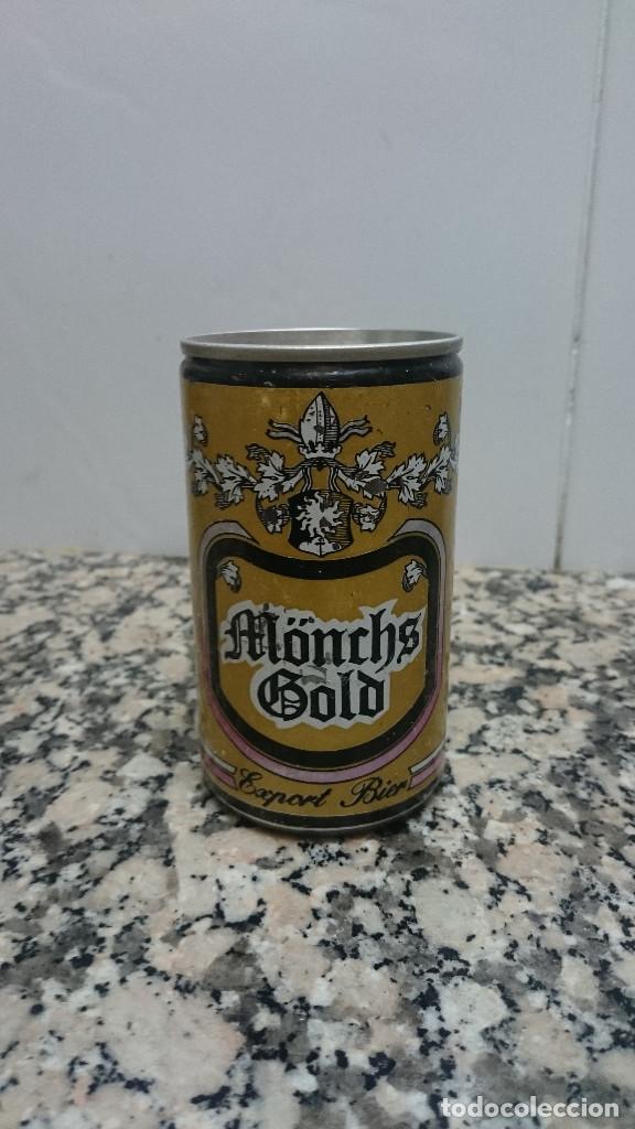 Colecionismo de cervejas: ANTIGUA LATA CERVEZA MONCHS GOLD