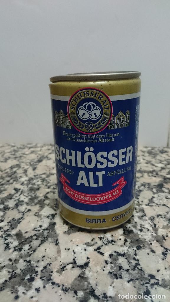 Colecionismo de cervejas: ANTIGUA LATA CERVEZA SCHLOSSER ALT