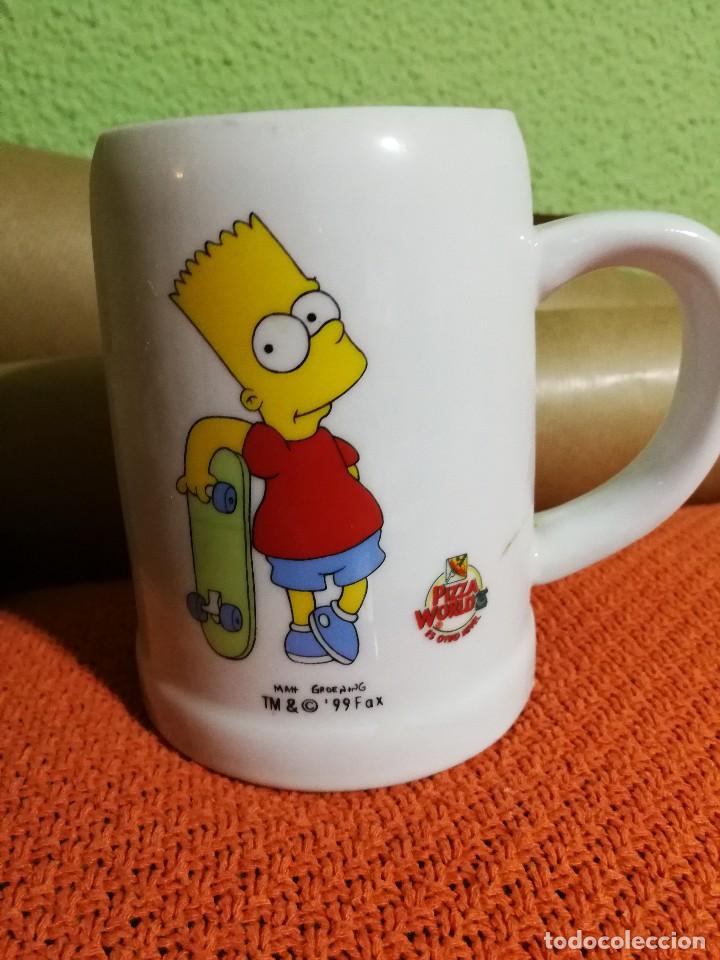 Coleccionismo de cervezas: JARRA CERAMICA DE CERVEZA - PIZZA WORLD - BART SIMPSONS (1999)