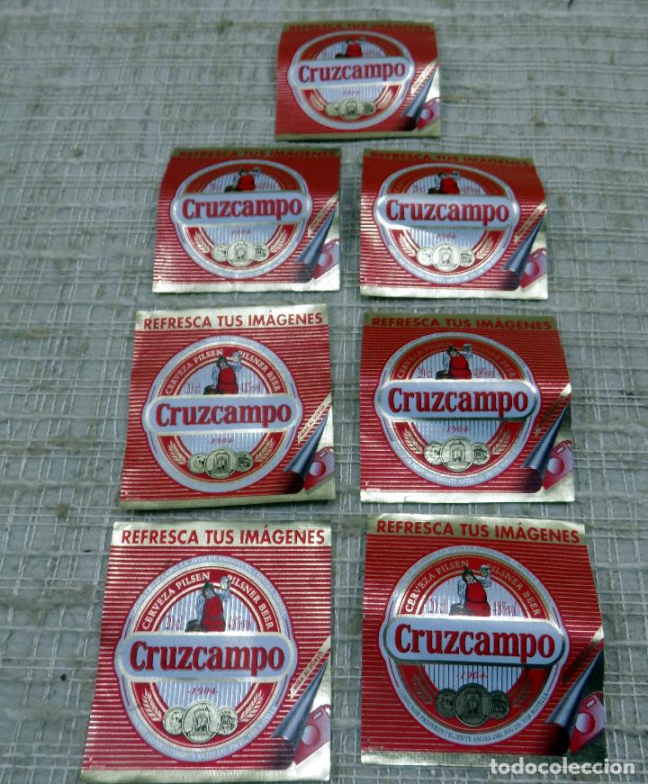 Coleccionismo de cervezas: lote de etiquetas cruzcampo a&ntilde;os 90 , refresca tus imagenes, sorteo