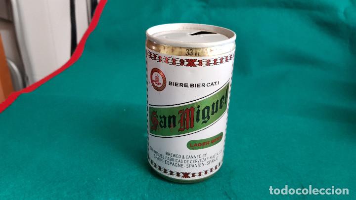 Coleccionismo de cervezas: LATA BOTE CERVEZA SAN MIGUEL (33 CL.) ESPA&Ntilde;A (VACIA) CADUCA 1987