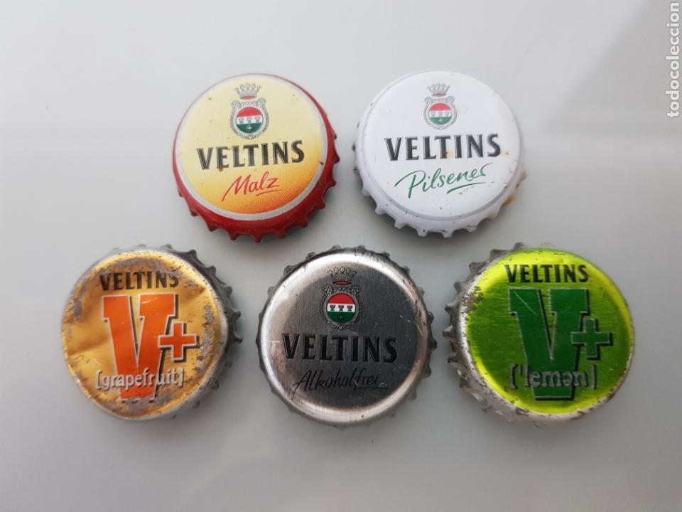 Coleccionismo de cervezas: 5x CHAPAS CORONA VELTINS CERVEZA ALEMANA DIFERENTES