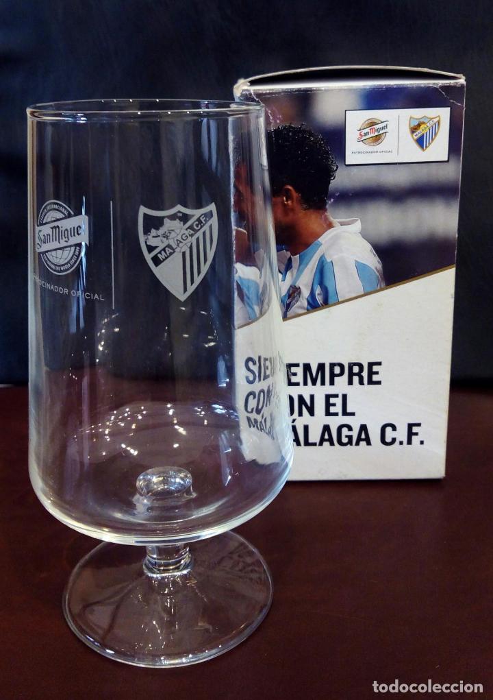 Coleccionismo de cervezas: COPA CRISTAL CERVEZA SAN MIGUEL - SIEMPRE CON EL M&Aacute;LAGA C.F. - Y LO MEJOR EST&Aacute; POR LLEGAR.