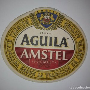 AGUILA AMSTEL POSAVASOS 10,1cm x 8,9cm doble cara CARTON COASTERS CERVEZA BEER