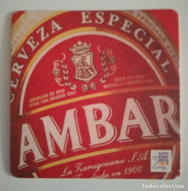 Coleccionismo de cervezas: AMBAR CERVEZA ESPECIAL EXPO ZARAGOZA 2008 POSAVASOS 9CM CART&Oacute;N COASTERS CERVEZA BEER.