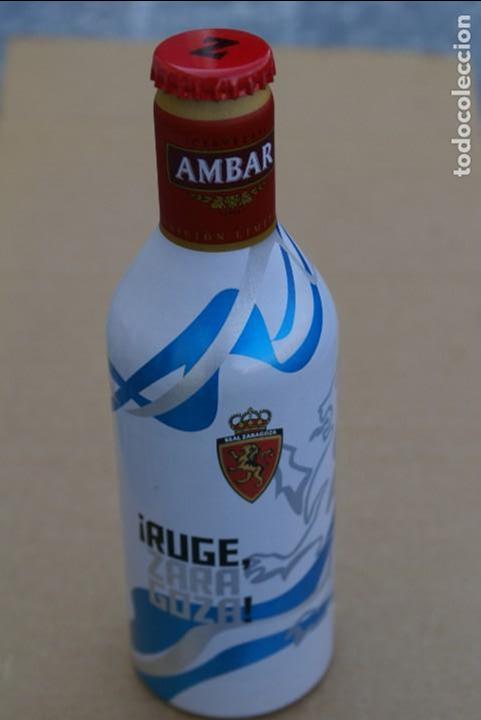 Coleccionismo de cervezas: BOTELLA DE CERVEZA DE AMBAR DE RUGE ZARAGOZA (NUEVA Y LLENA) (FUTBOL-FOOTBALL) BEER