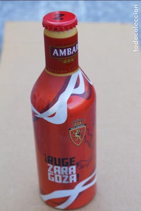 Coleccionismo de cervezas: BOTELLA DE CERVEZA DE AMBAR DE RUGE ZARAGOZA (NUEVA Y LLENA) (FUTBOL-FOOTBALL) BEER