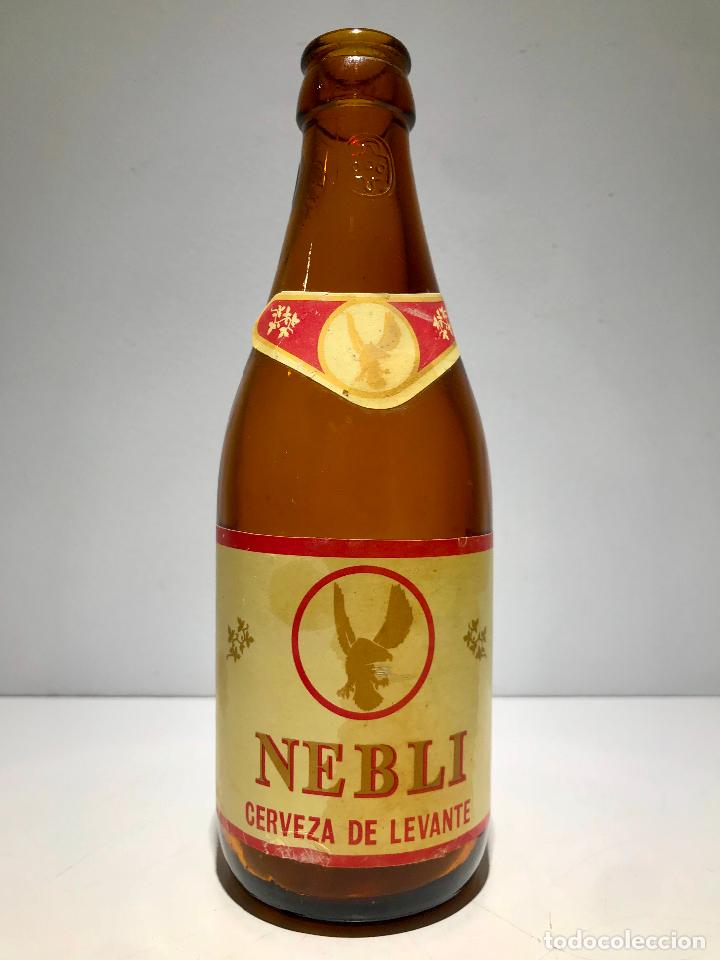 Coleccionismo de cervezas: ANTIGUA BOTELLA DE CERVEZA NEBLI, TERCIO 1/3, ETIQUETA DE PAPEL