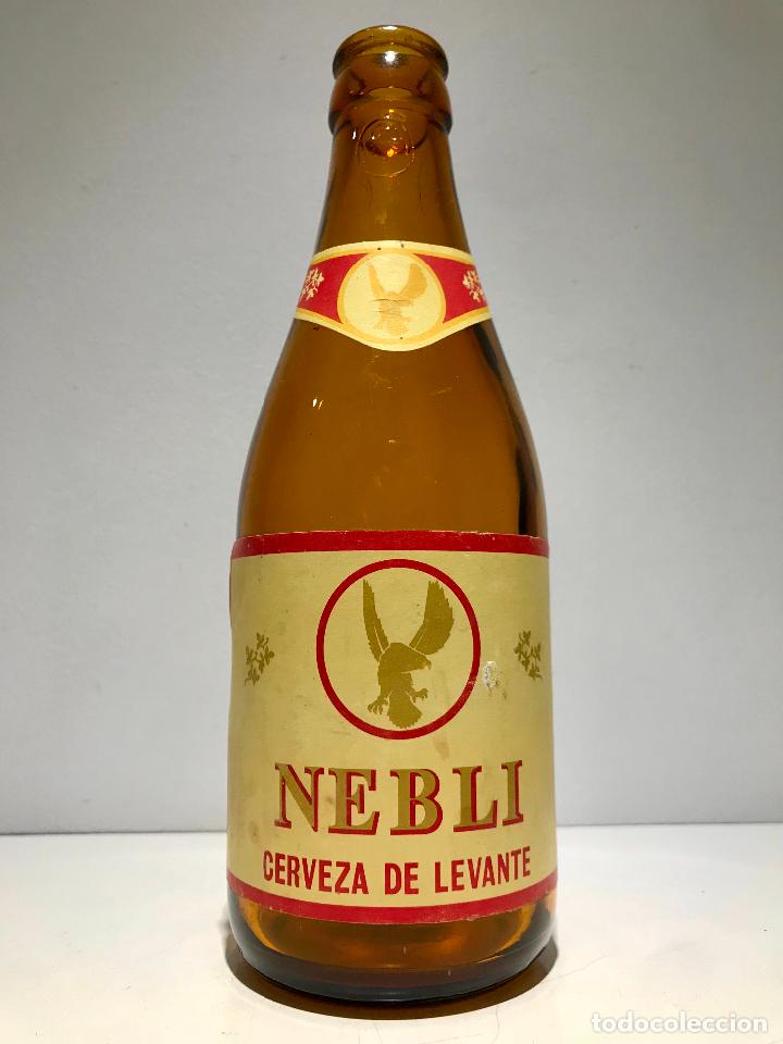 Coleccionismo de cervezas: ANTIGUA BOTELLA DE CERVEZA EL NEBLI, TERCIO 1/3, ETIQUETA DE PAPEL