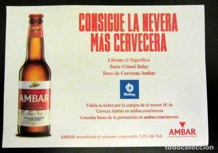 Coleccionismo de cervezas: TICKET PROMOCION CERVEZA AMBAR LA ZARAGOZANA FIGRORIFICO BALAY