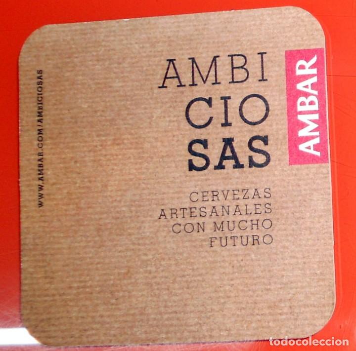 Coleccionismo de cervezas: POSAVASOS CERVEZA AMBAR AMBICIOSAS. CERVEZAS LA ZARAGOZANA. SERIGRAFIA DOS CARAS