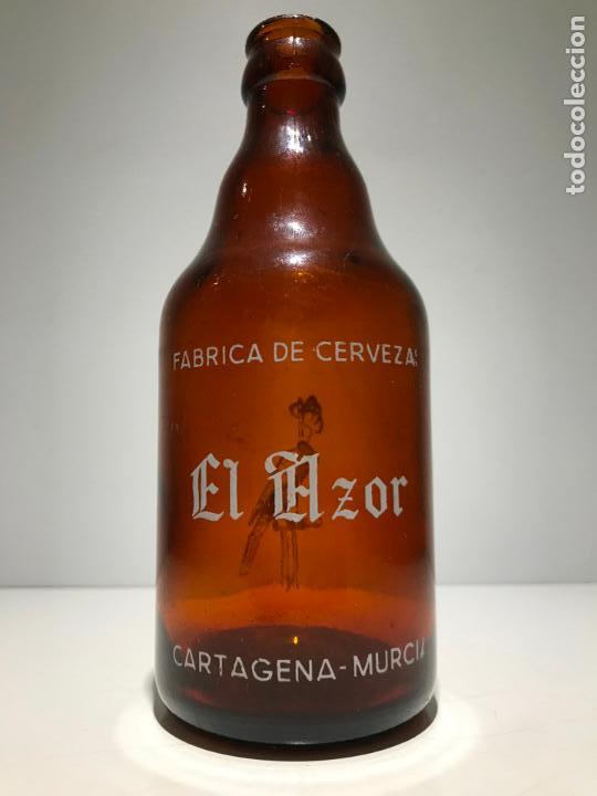 Coleccionismo de cervezas: ANTIGUA BOTELLA DE CERVEZA AZOR,TERCIO1/3 SIN RECUADRO EN PAJARO