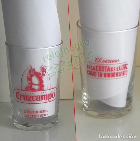 Coleccionismo de cervezas: VASO CERVEZA CRUZCAMPO - EL VERANO EN LA COSTA DE LA LUZ COMO EN NING&Uacute;N SITIO - CRISTAL - ANDALUC&Iacute;A