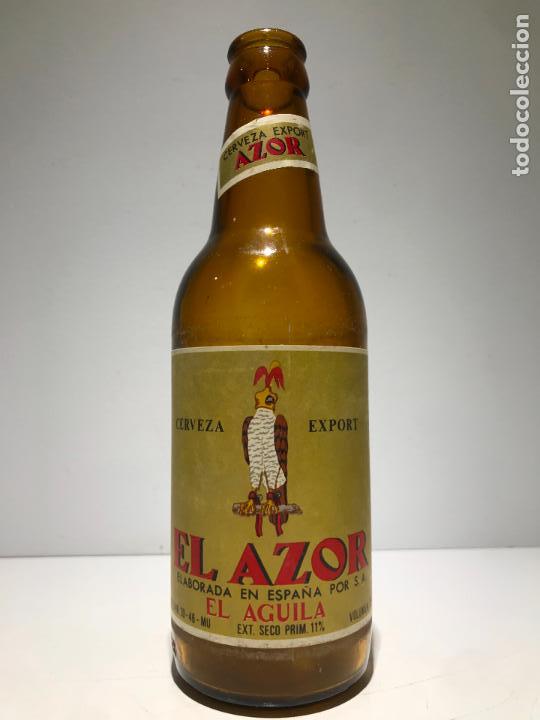 Collectable Beer: BOTELLA ANTIGUA DE CERVEZA EL AZOR, TERCIO 33cl , ETIQUETA DE PAPEL,