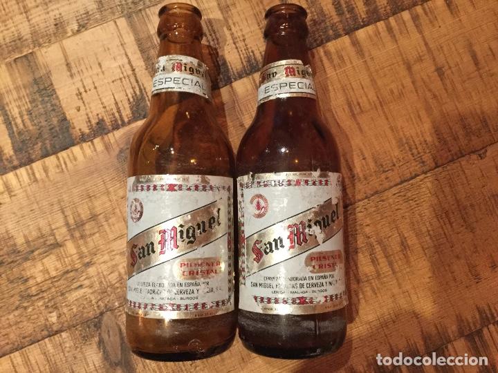 Coleccionismo de cervezas: SAN MIGUEL ESPECIAL PILSENER CRISTAL - 2 BOTELLAS - CERVEZA LLEIDA
