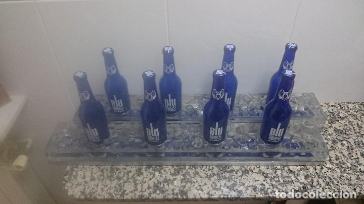 Coleccionismo de cervezas: 2 EXPOSITORES CERVEZA CON VODKA BLU SAN MIGUEL CON LUZ