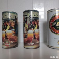 Coleccionismo de cervezas: TRES LATA DE CERVEZA FAXE DE 1 LITRO - DANESA - VACIA . Lote 153864222