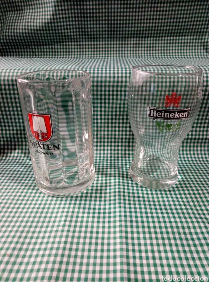 Coleccionismo de cervezas: Lote vaso Heineken y jarra spaten