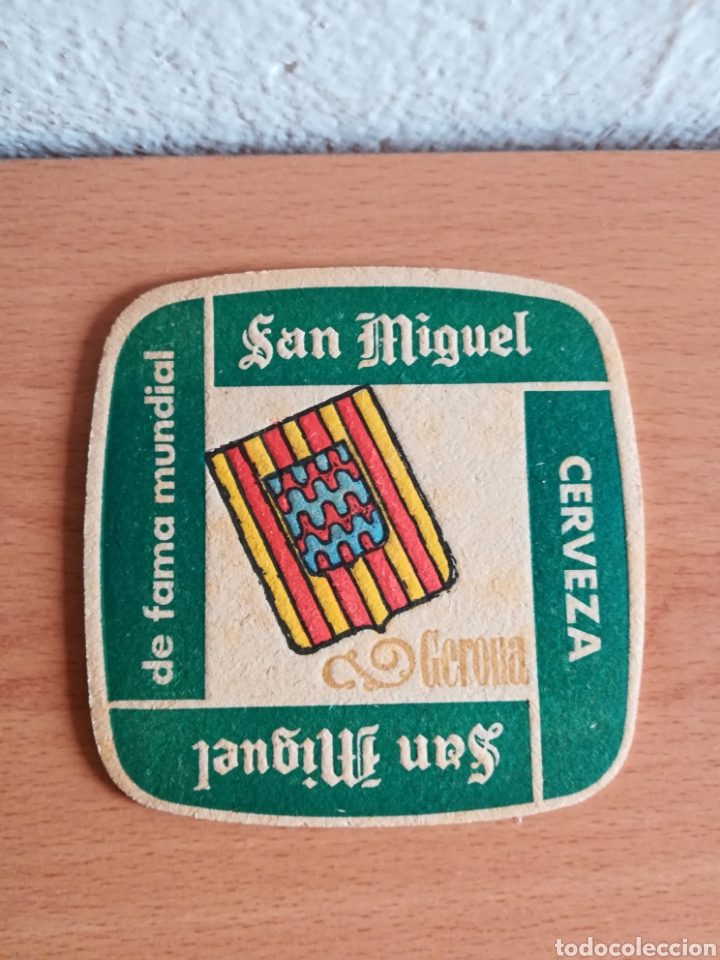 Coleccionismo de cervezas: Posavasos Cerveza San Miguel serie Provincias escudo Gerona - Girona - Spanish Beer Coaster