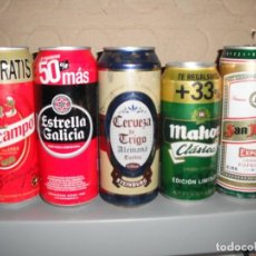 Coleccionismo de cervezas: LOTE 5 LATAS CERVEZAS ESPAÑOLAS. ALGUNAS DIFICILES. Lote 162513582
