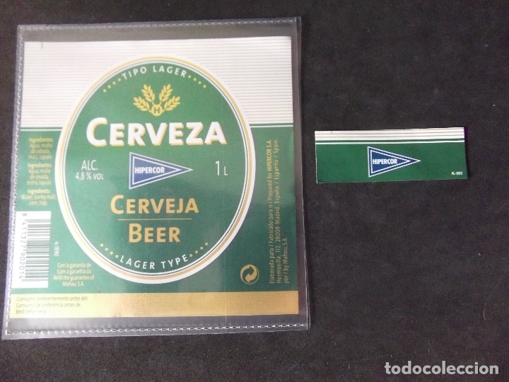 Colecionismo de cervejas: CERVEZA-V9F-ETIQUETAS-NUEVO-HIPERCOR
