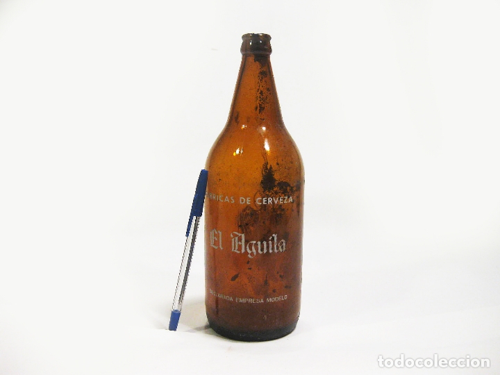 Coleccionismo de cervezas: BOTELLA DE LITRO DE CERVEZAS EL AGUILA - Foto 1