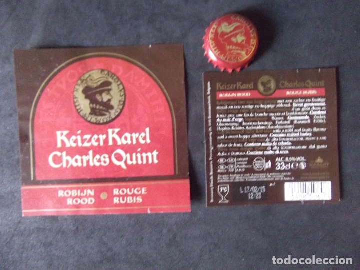 Collectable Beer: CERVEZA-V9F-V-ETIQUETAS Y CHAPA-CHARLES QUINT