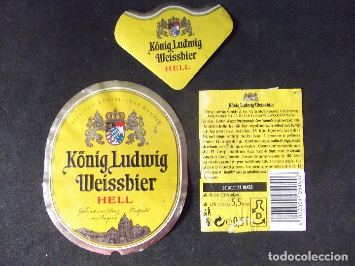 Coleccionismo de cervezas: CERVEZA-V9B-ETIQUETAS-KONIG LUDWIG WEISSBIER HELL