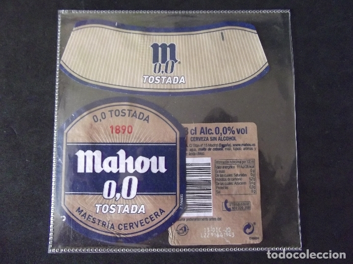 cerveza-v9b-etiquetas-mahou-tostada 0,0 - Buy Breweriana and beer