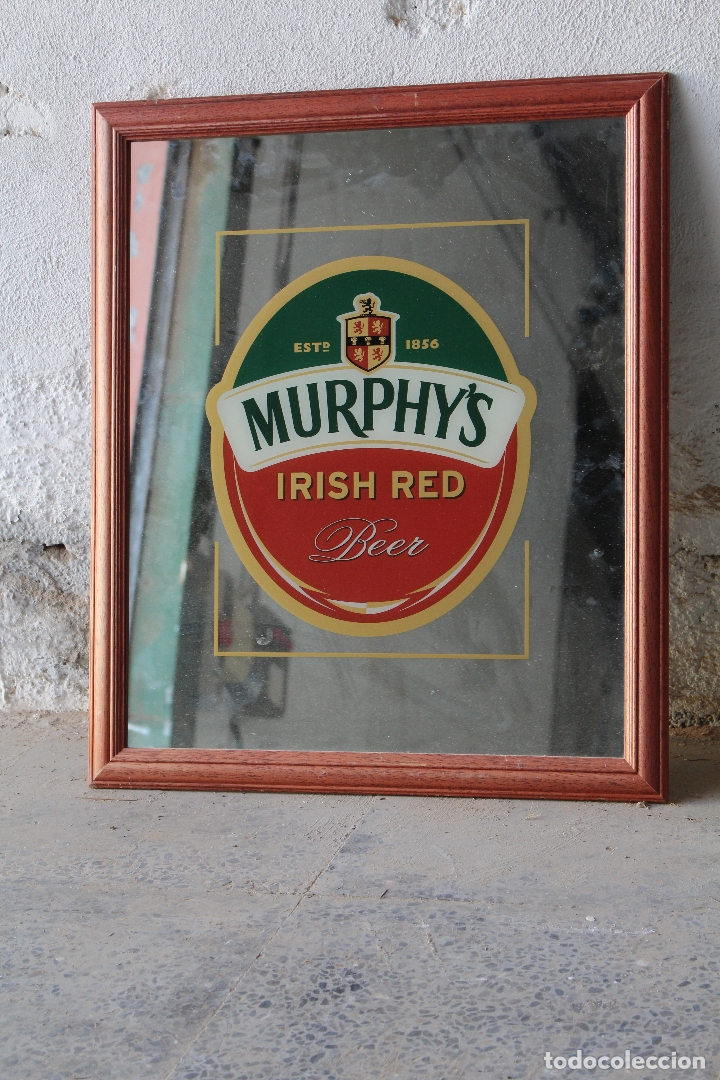 Collectionnisme de bi&egrave;res: CARTEL CUADRO CRISTAL PUBLICIDAD CERVEZA MURPHYS IRIS RED