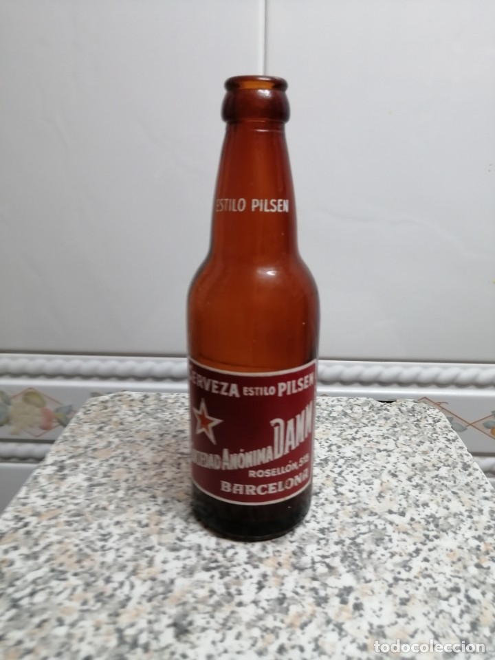 Coleccionismo de cervezas: ANTIGUA CERVEZA ESTILO PILSEN SOCIEDAD ANONIMA DAMM  ROSELLON 515 BARCELONA
