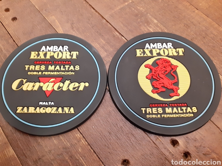 Coleccionismo de cervezas: AMBAR EXPORT - ESPECTACULAR 2 POSAVASOS DE GOMA