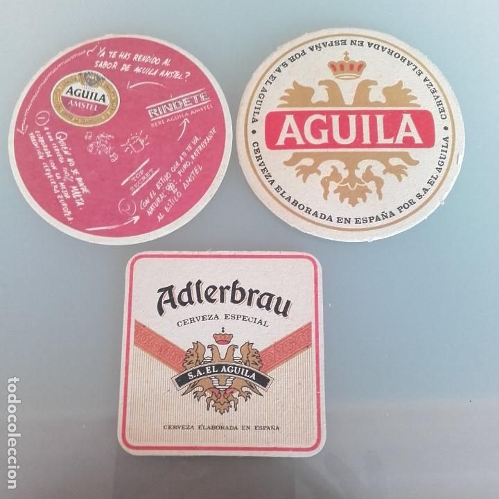 Coleccionismo de cervezas: 3 POSAVASOS CERVEZA AGUILA, TODOS DIFERENTES, VER REVERSO