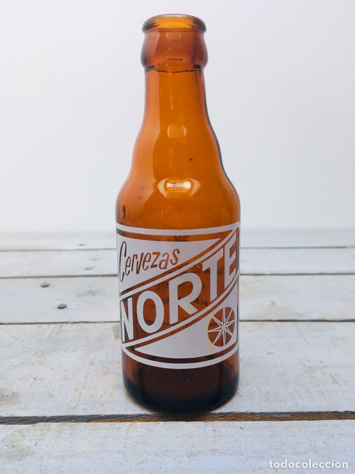 Coleccionismo de cervezas: ANTIGUA BOTELLA DE CRISTAL DE CERVEZAS NORTE BOTELL&Iacute;N 185CC VINTAGE CERVECERA BILBAO