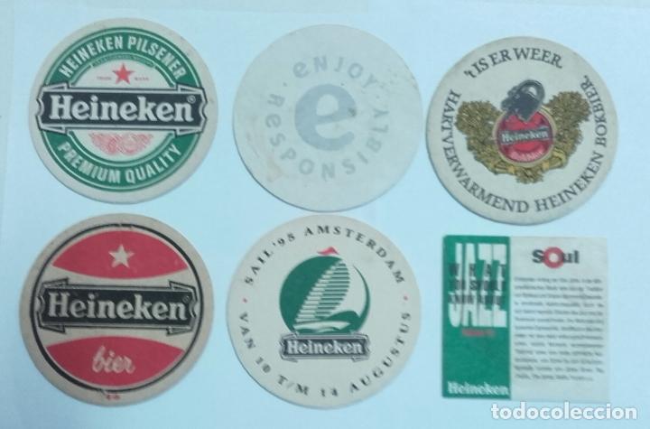 Coleccionismo de cervezas: 6 POSAVASOS CERVEZA HEINEKEN, TODOS DIFERENTES, VER REVERSO