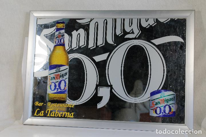 Coleccionismo de cervezas: cartel publicitario espejo cerveza san miguel 0,0