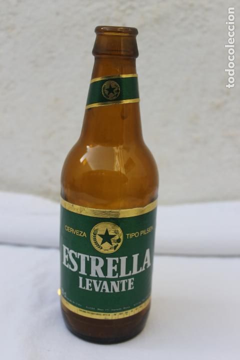 Sammeln von Brauereiartikeln: CERVEZA ESTRELLA LEVANTE, 1 TERCIO, ETIQUETA PAPEL 1991, ELABORADA EN ESPINARDO MURCIA