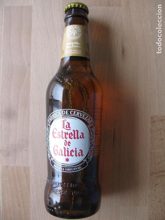 Coleccionismo de cervezas: ESTRELLA GALICIA BOTELLA LLENA RECETA ORIGINAL 110 ANIVERSARIO
