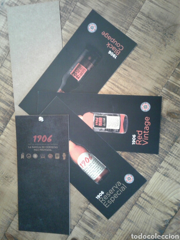 Coleccionismo de cervezas: ESTRELLA DE GALICIA 1906 - CARTA DE CATAS -1906 RESERVA , 1906 RED VINTAGE, 1906 BLACK COUPAGE