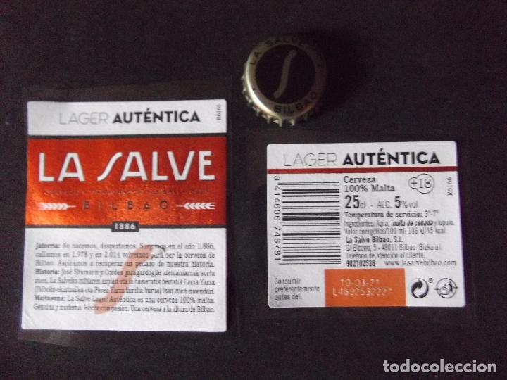 Colecionismo de cervejas: CERVEZA-V9F-6-ETIQUETAS Y CHAPA-LA SALVE-BILBAO
