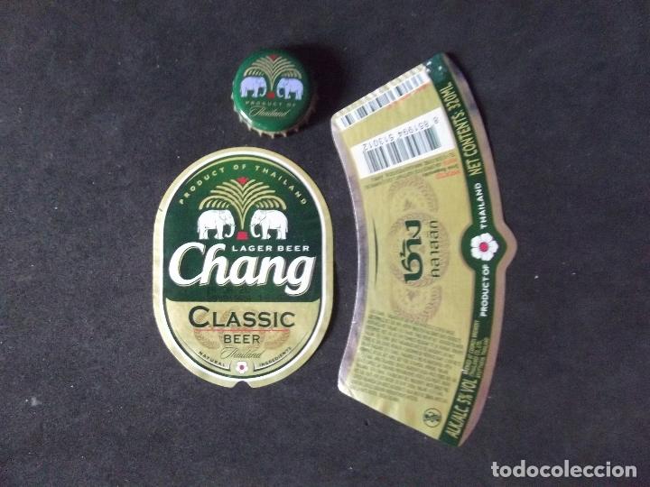 Colecionismo de cervejas: CERVEZA-V9F-6-ETIQUETAS Y CHAPA-CHANG-CLASSIC