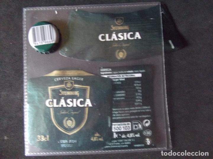 Colecionismo de cervejas: CERVEZA-V9F-6-ETIQUETAS Y CHAPA-STEINBURG-CLASICA