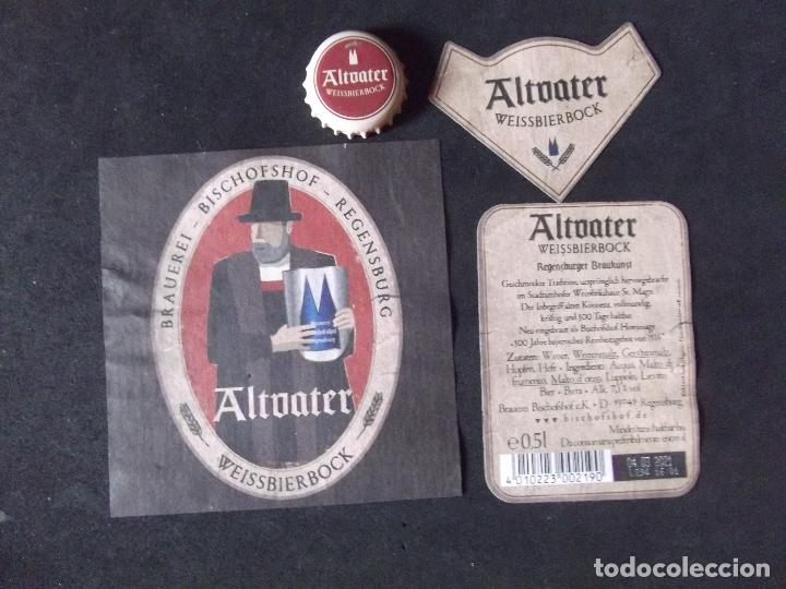 Colecionismo de cervejas: CERVEZA-V9F-6-ETIQUETAS Y CHAPA-ALTVATER-WEISSBIERBOCK