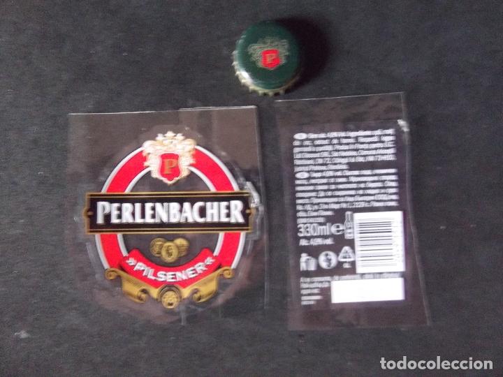 Colecionismo de cervejas: CERVEZA-V9F-6-ETIQUETAS Y CHAPA-PERLENBACHER
