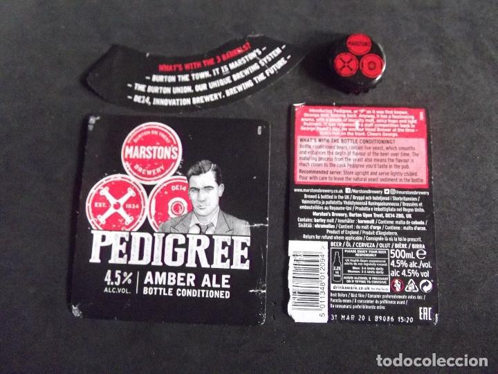 Collectionnisme de bi&egrave;res: CERVEZA-V9F-7-ETIQUETAS Y CHAPA-MARSTON'S-PEDIGREE-UK