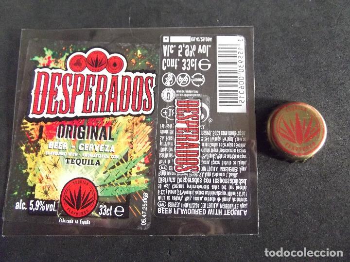 Collectionnisme de bi&egrave;res: CERVEZA-V9F-7-ETIQUETAS Y CHAPA-DESPERADOS